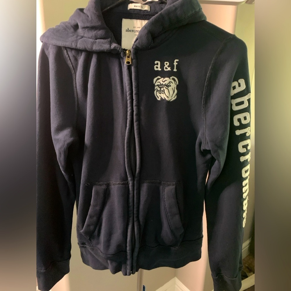 Abercrombie Kids XL Zip up Muscle Hoodie. Navy color, EUC